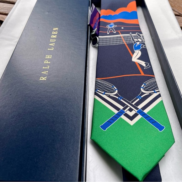 🎁RL HOLIDAY 25'🎁🆕💯US OPEN RALPH LAUREN PURPLE LABEL LUXURY TENNIS MOTF TIE🔥 - Picture 2 of 16